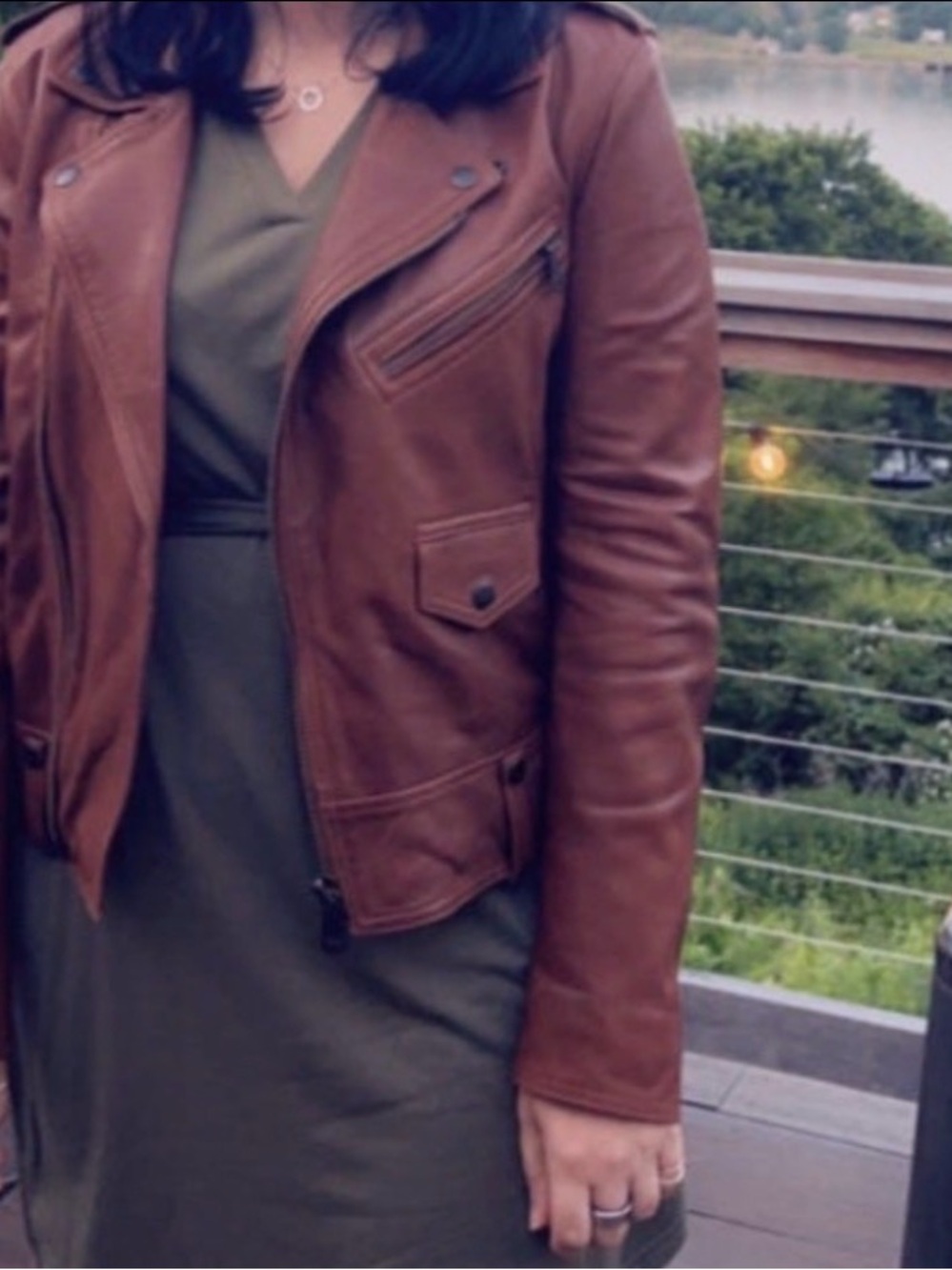 Olive green dress, long sleeve